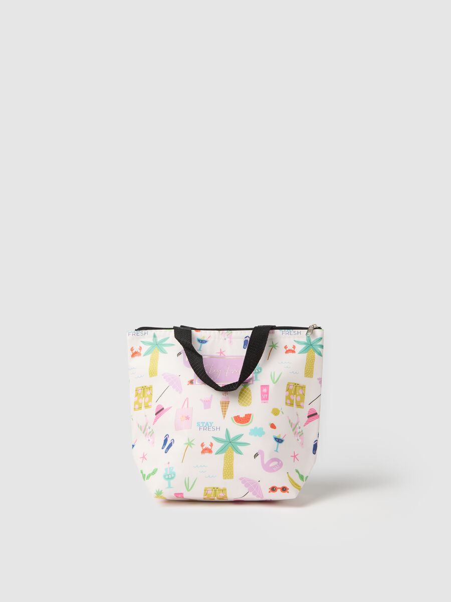 Women's multicolour paper handbag with tropical print_0