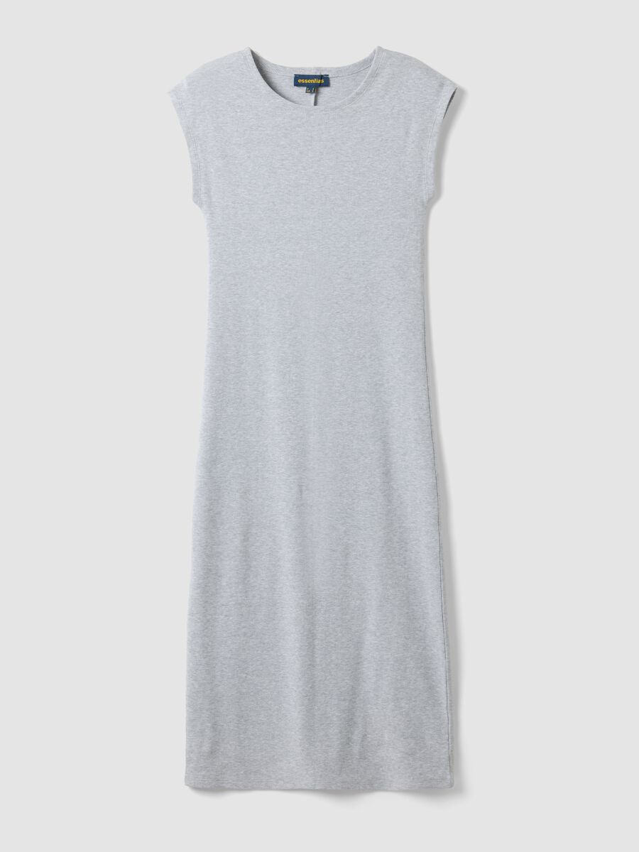 Grey sleeveless fitted dress in stretch cotton_4