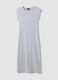 Grey sleeveless fitted dress in stretch cotton_4