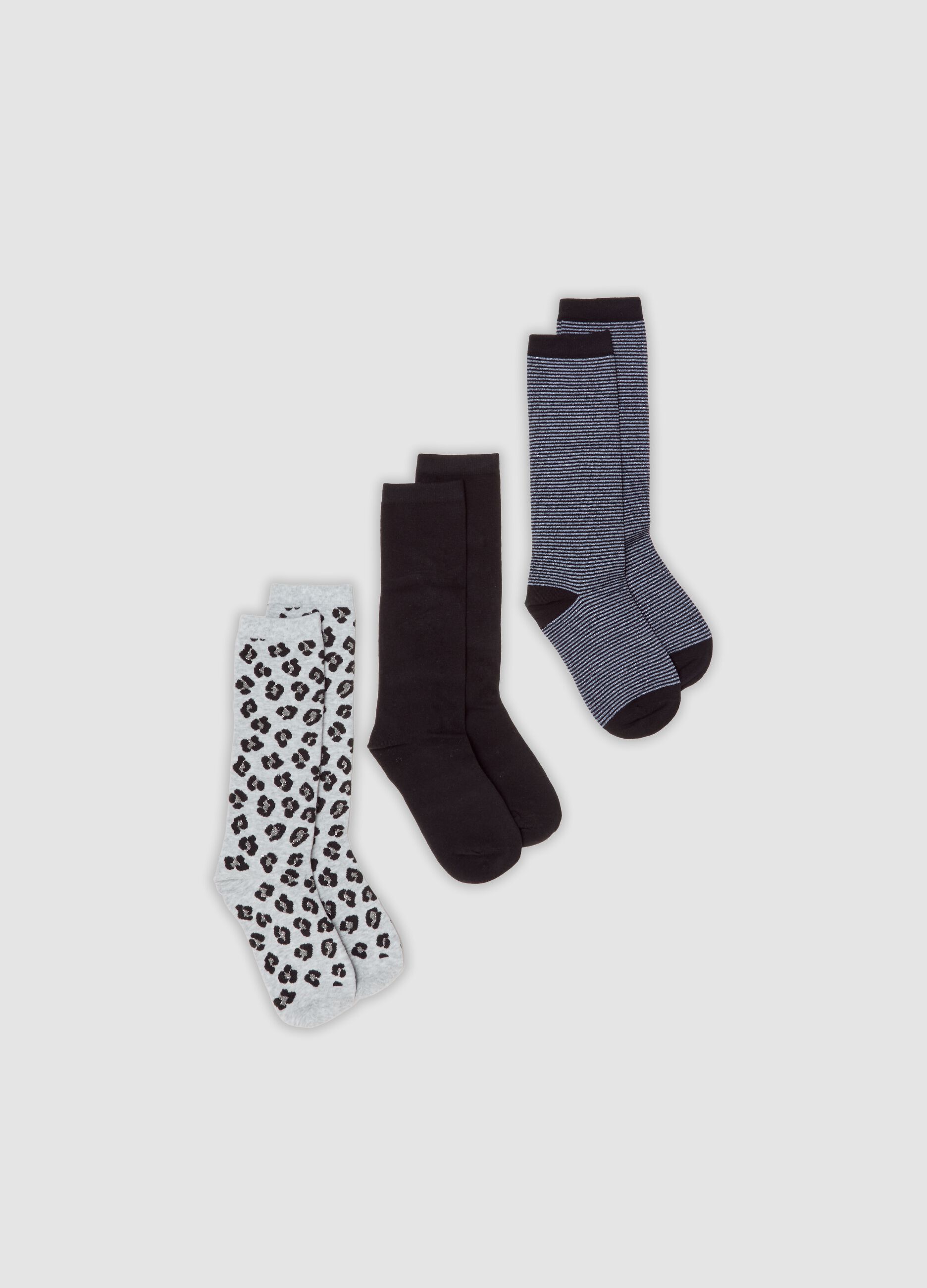 Three-pack of multicolour long socks in organic stretch cotton