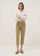 Beige slim fit ankle-length trousers in stretch cotton_0