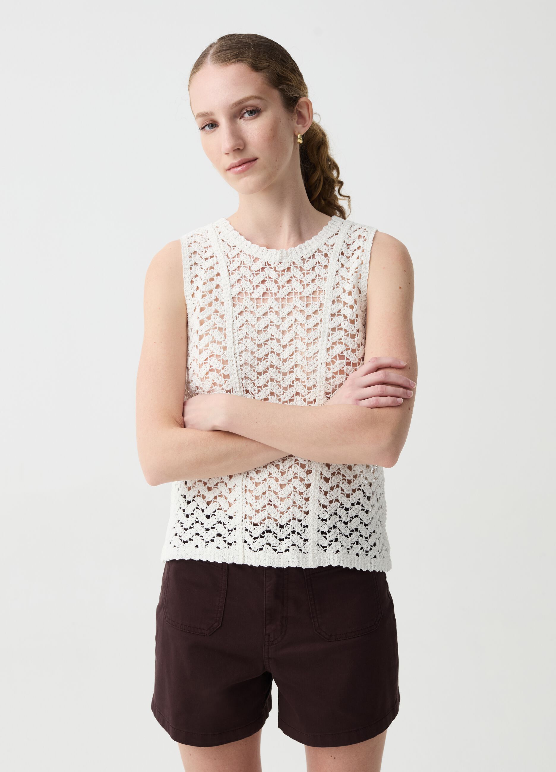 Tank top crochet in cotone