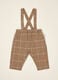 Brown checked cotton-blend trousers with braces_0