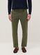 Regular fit stretch cotton green chino trousers_1