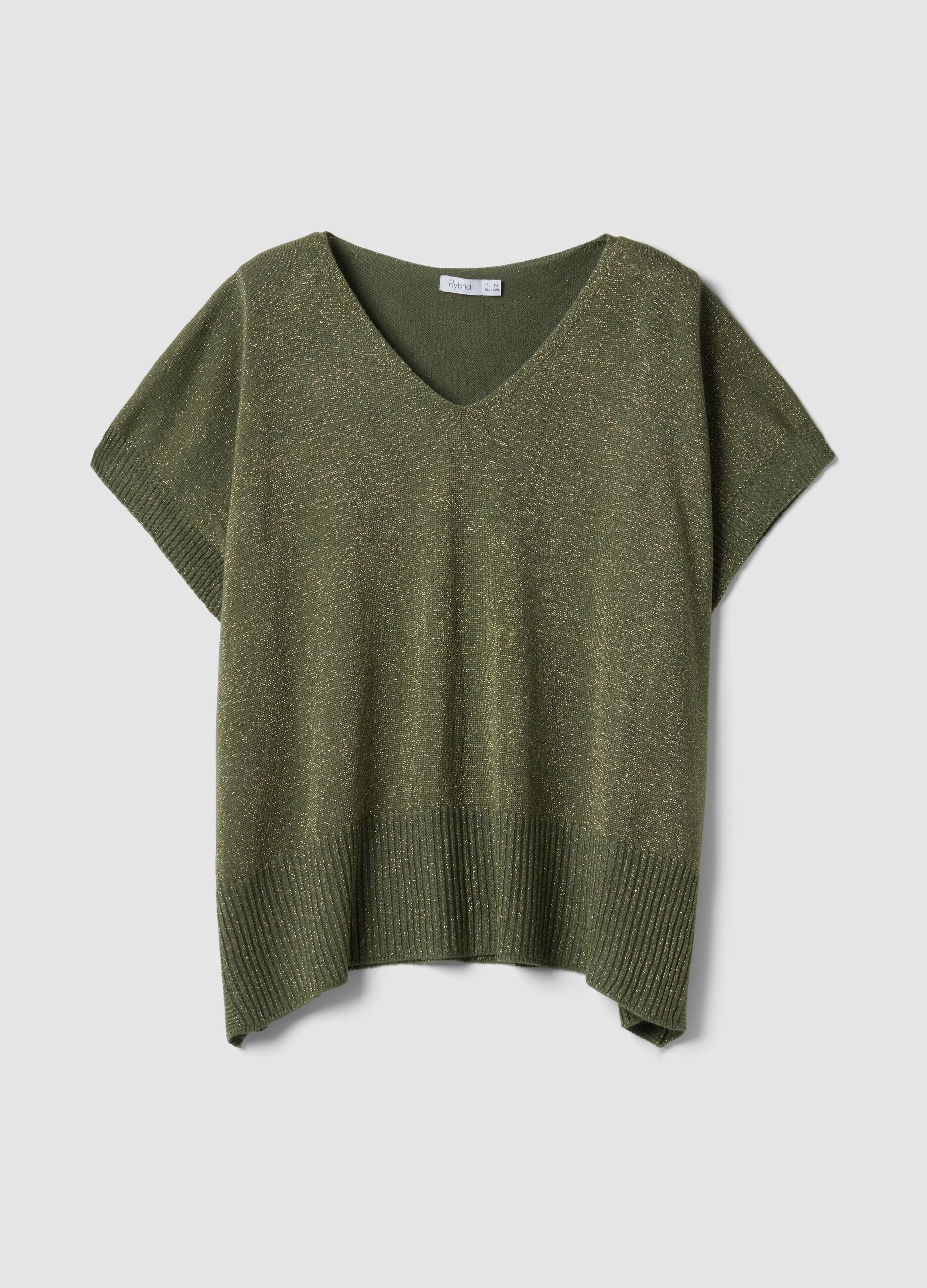 Green modal-blend V-neck top