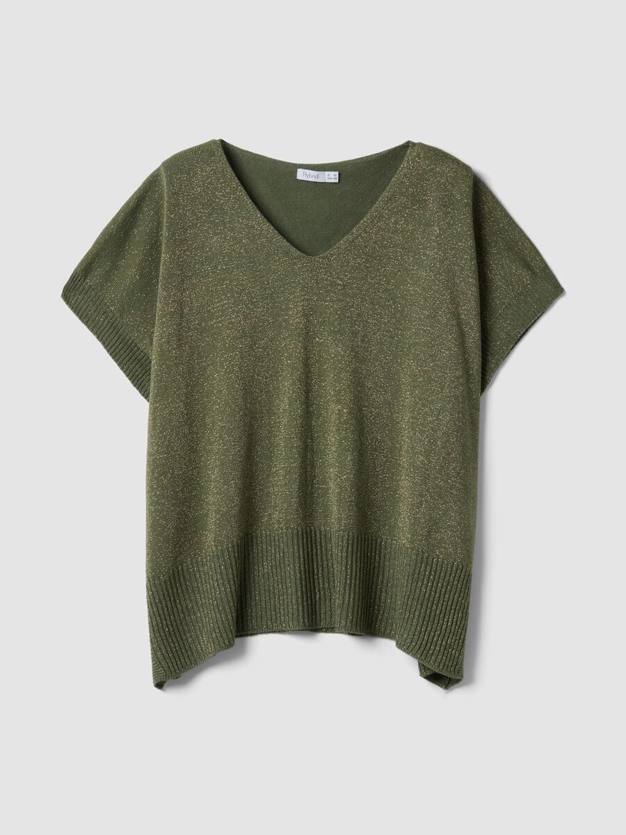 Green modal-blend V-neck top_0