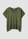 Green modal-blend V-neck top_0