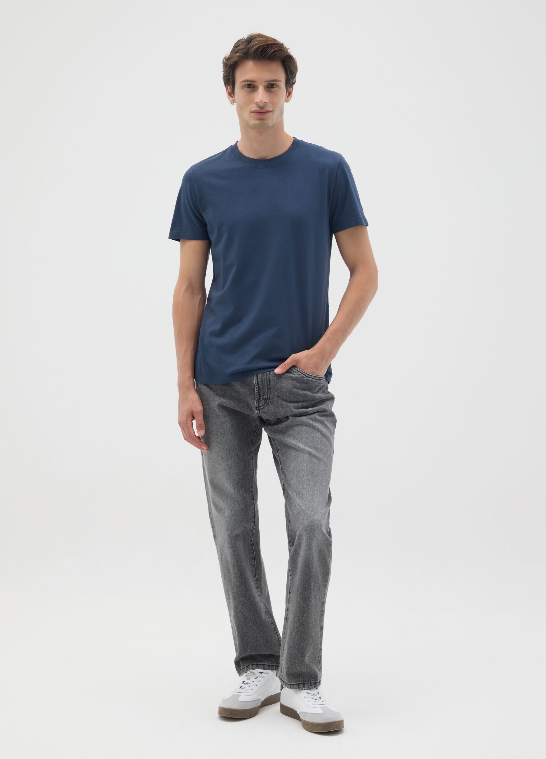 Blue Pure Cotton Regular Fit T-shirt