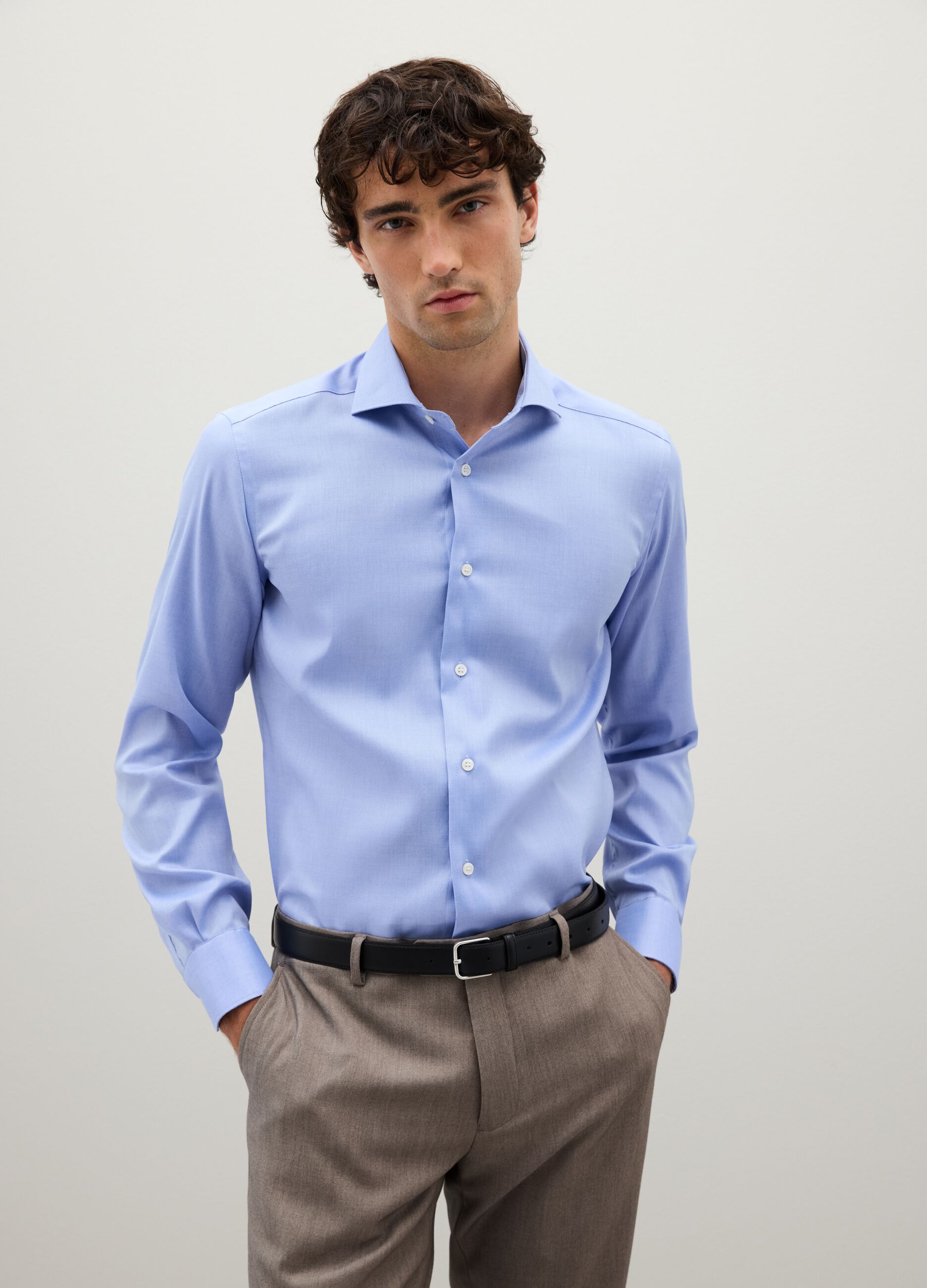 Blue Long Sleeve Cotton Shirt