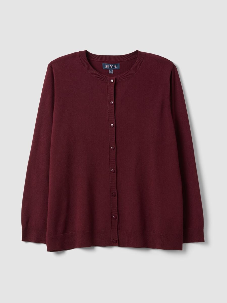 Cardigan rosso in misto viscosa con bottoni regular fit_4