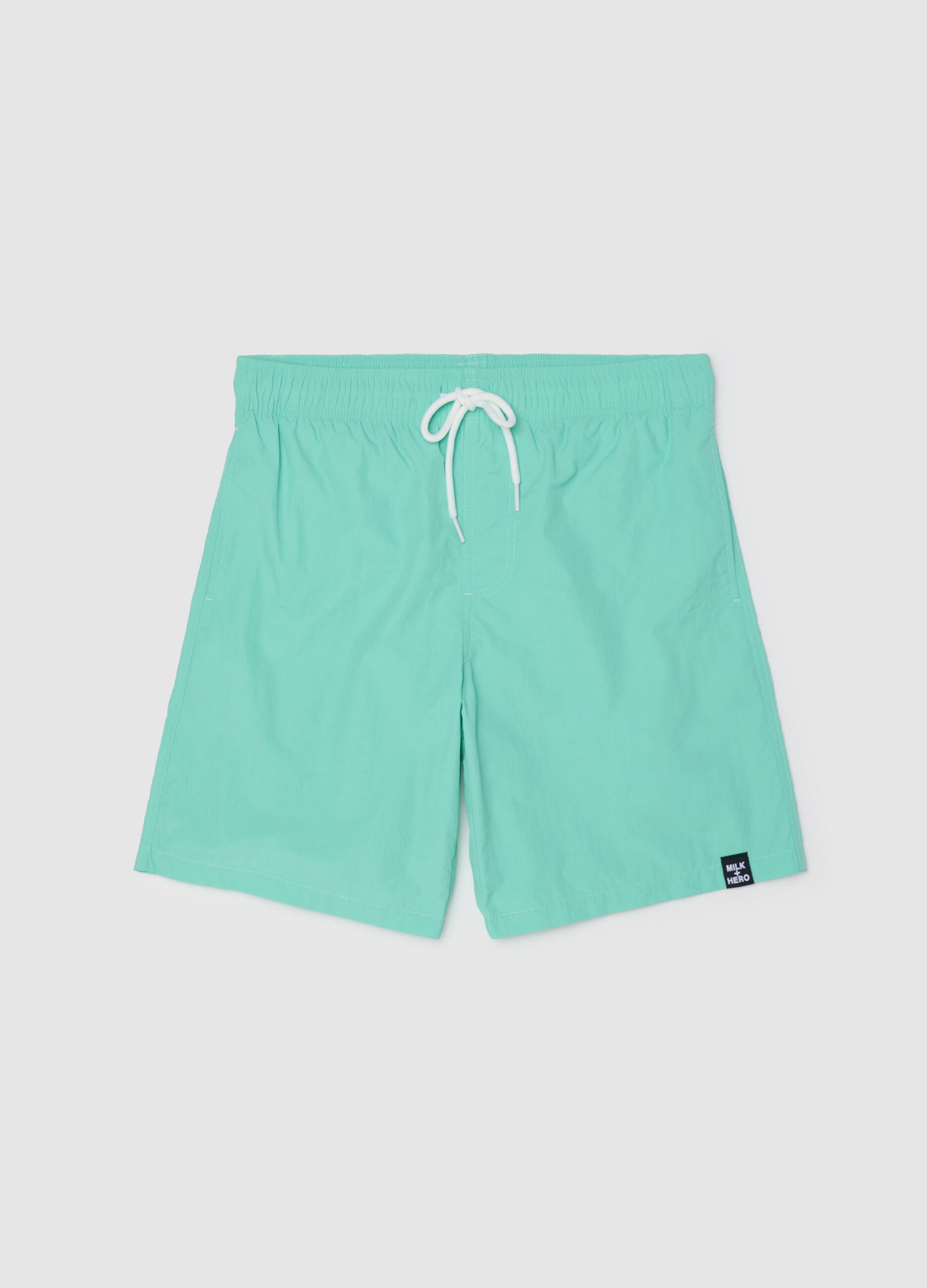Boxer da uomo in misto verde regular fit con elastico e coulisse