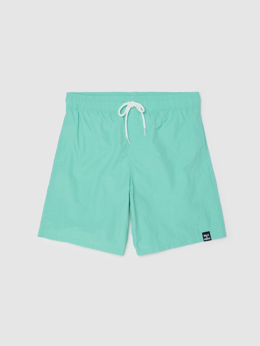 Boxer da uomo in misto verde regular fit con elastico e coulisse_4