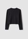 Black pure cotton T-shirt with ribbed neckline for girls_1