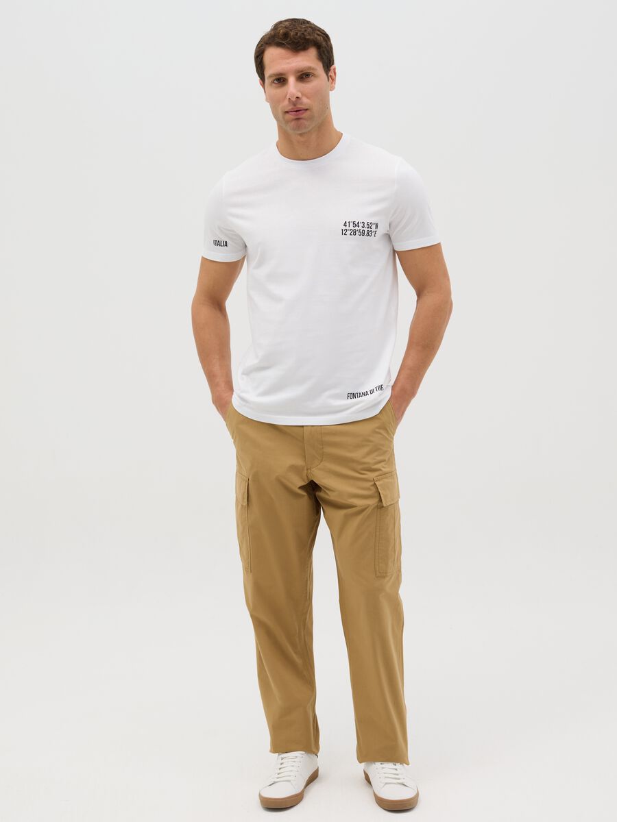 Cotton T-shirt with Trevi Fountain coordinates print_1