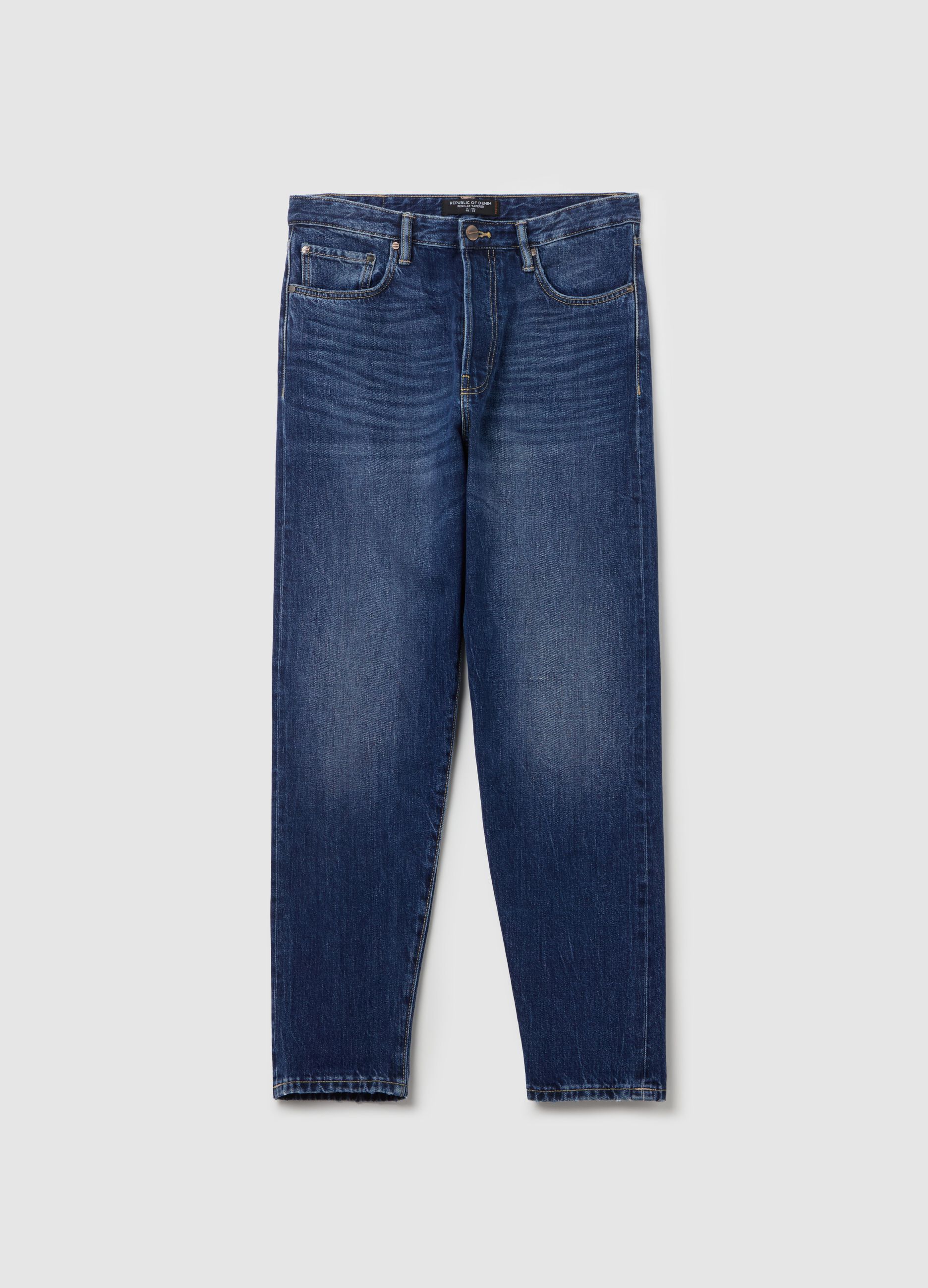 Regular blue tapered-fit jeans
