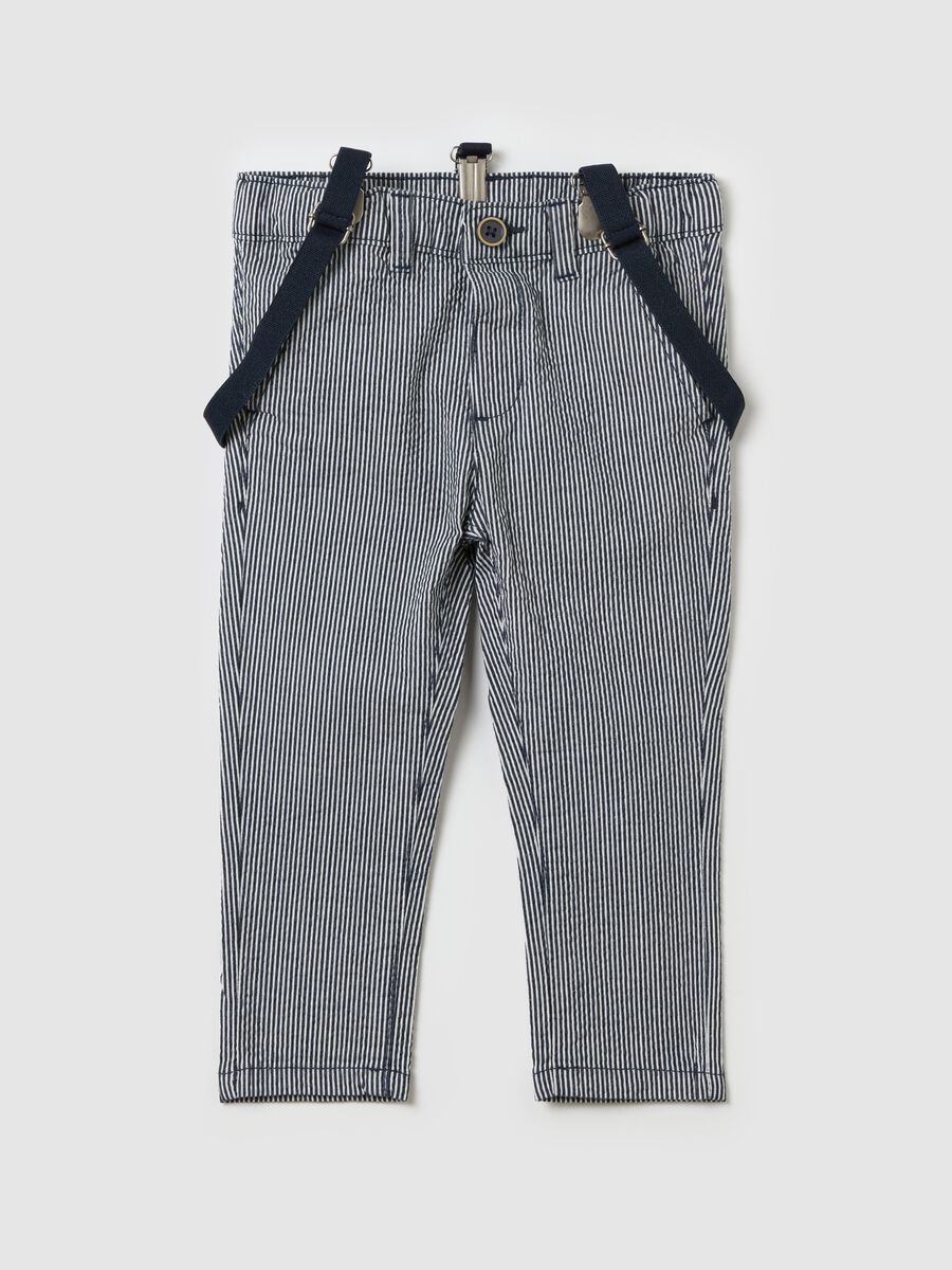 Striped chinos with braces_0