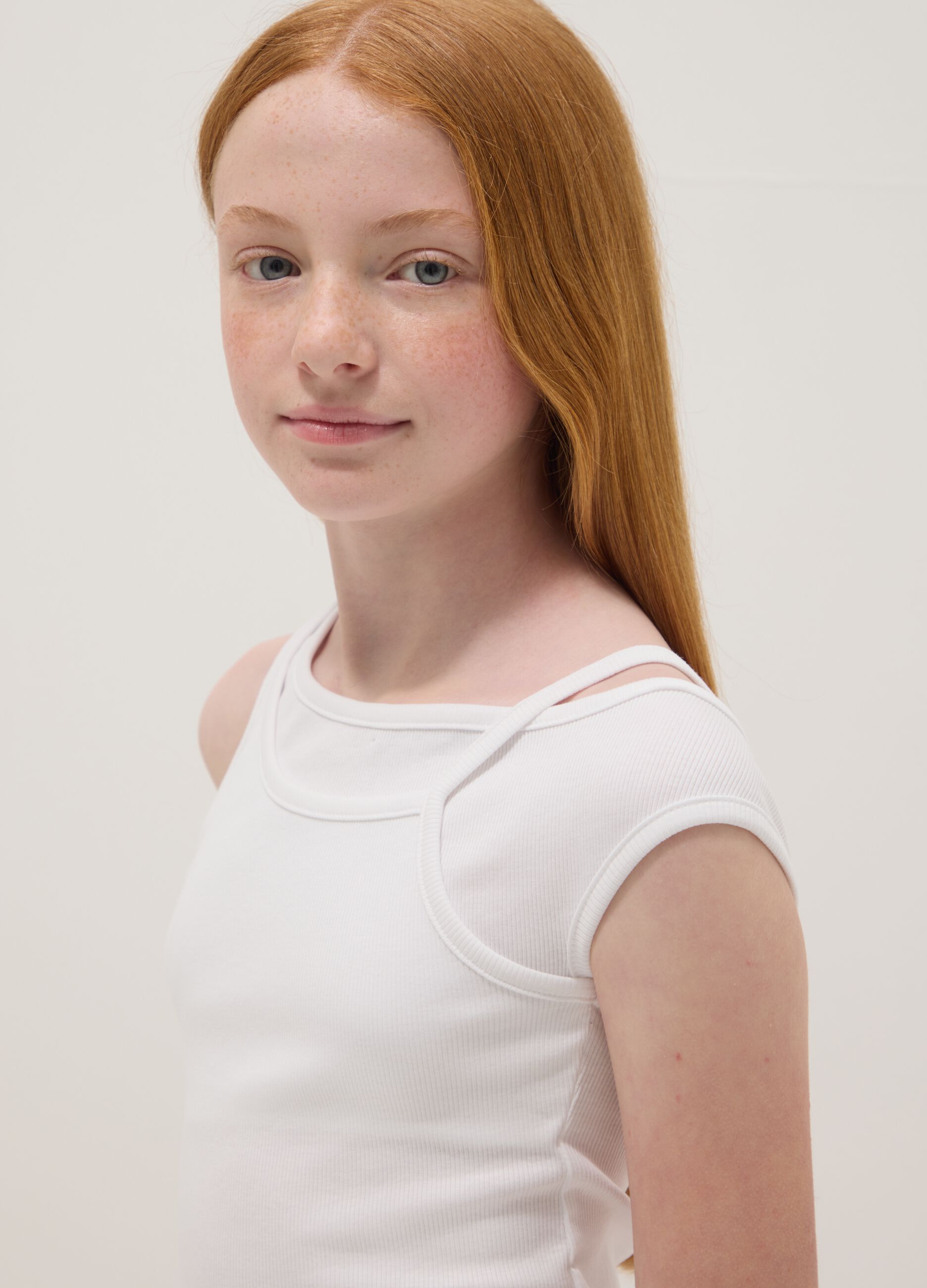 White stretch cotton top
