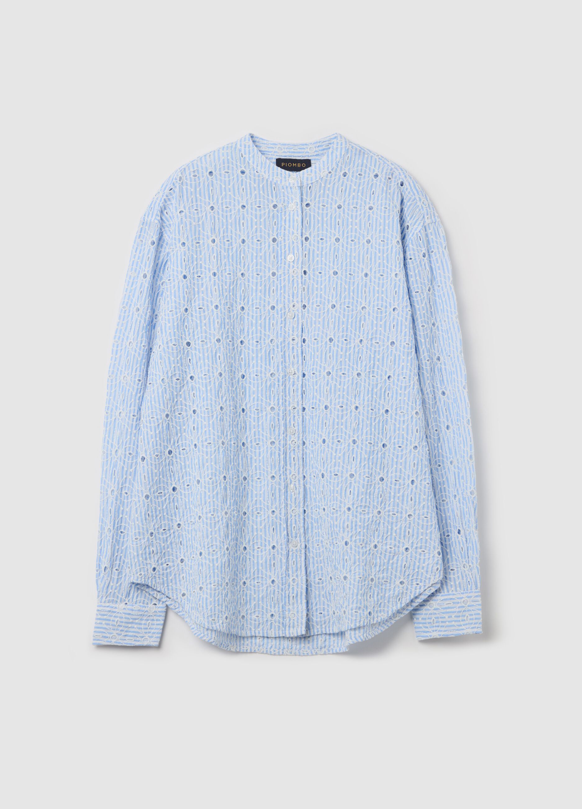 Camicia a righe in sangallo