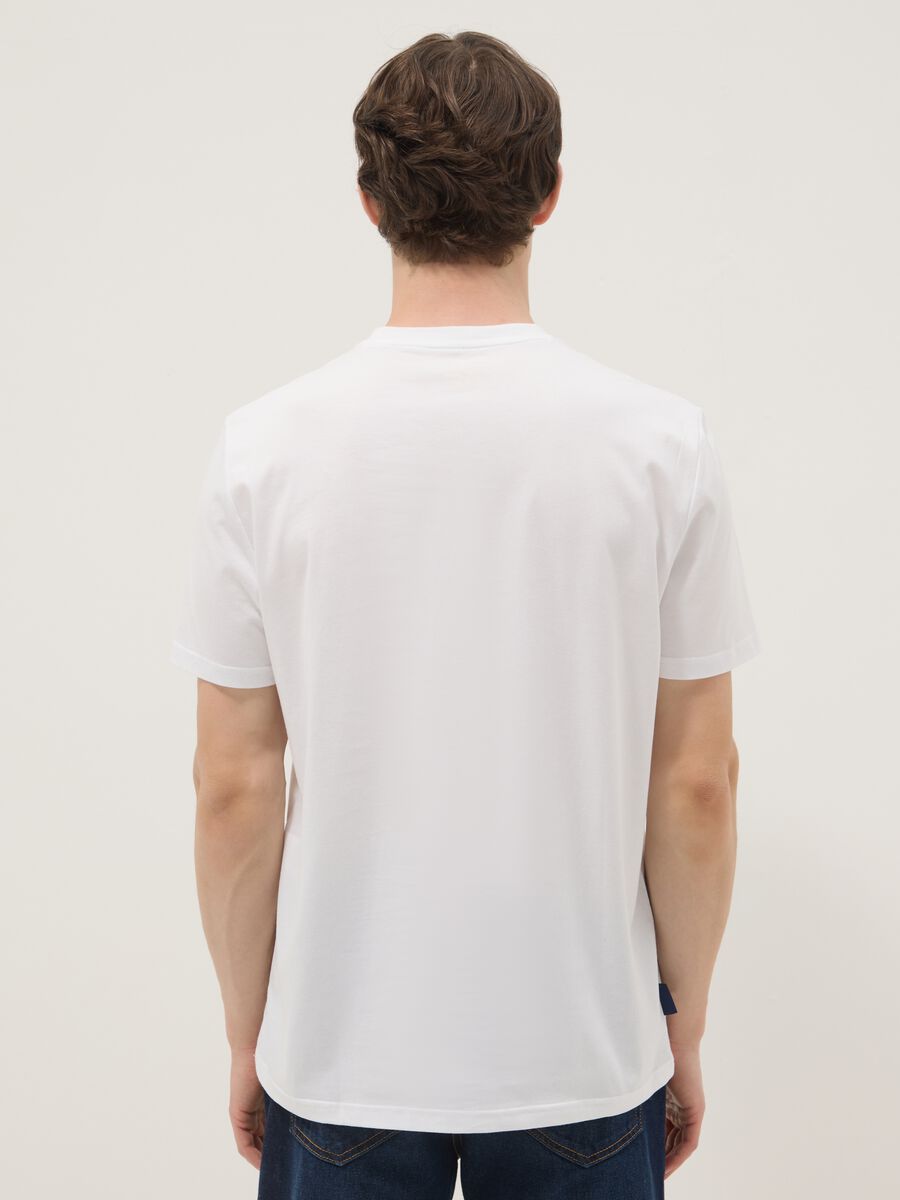 White pure cotton T-shirt with front print, regular fit_3