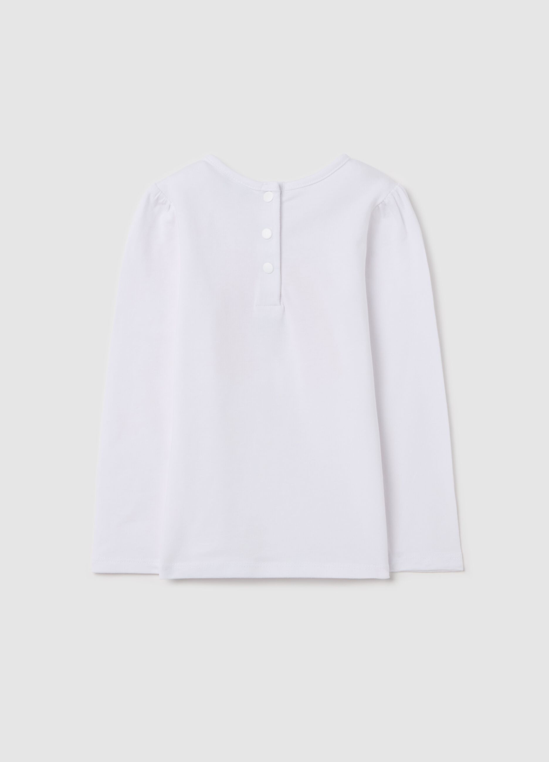 Long-sleeved T-shirt with diamantés and rainbow print
