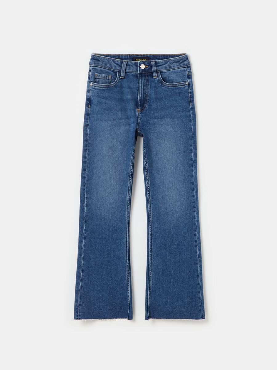 Flare-fit crop jeans with raw edging_3