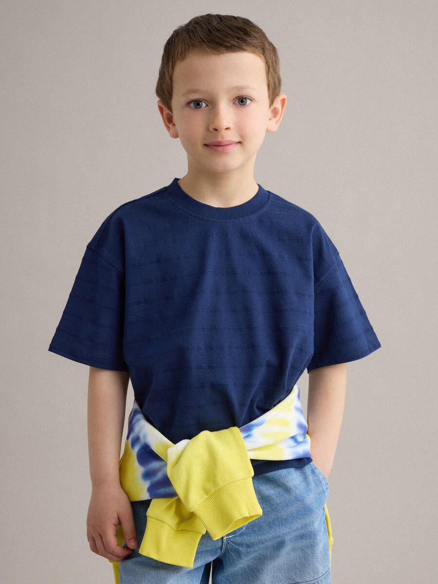 T-shirt in puro cotone blu da bambino regular fit_0