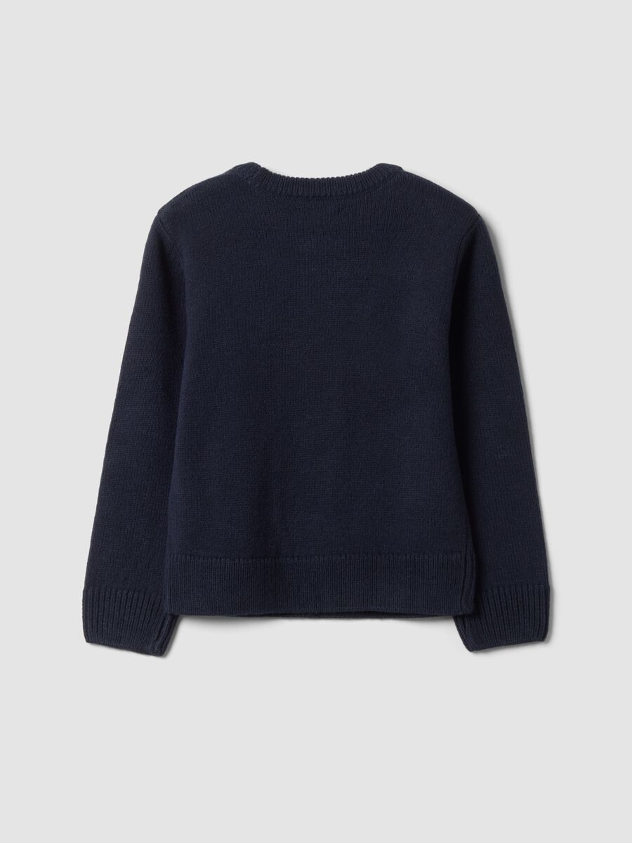 Maglione blu girocollo con cuori in rilievo regular fit per bambina_1