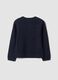 Blue crew-neck jumper with raised heart motif, regular fit, for girls_1