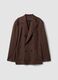 Brown Pure Linen Regular Fit Blazer_4