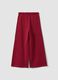 Red pure cotton trousers with elasticated waist and bow for girls_1
