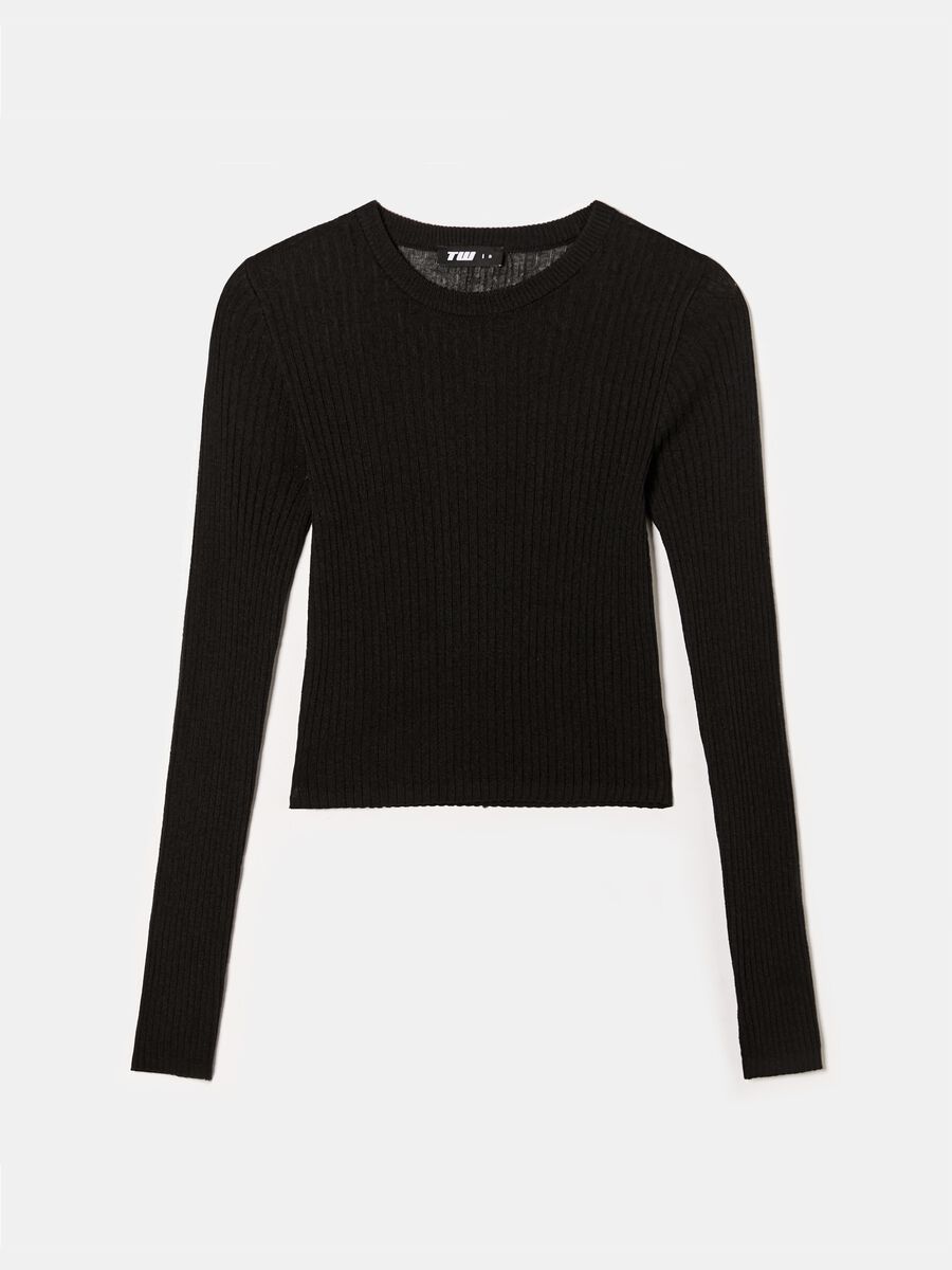 Maglia cropped a coste piatte_0