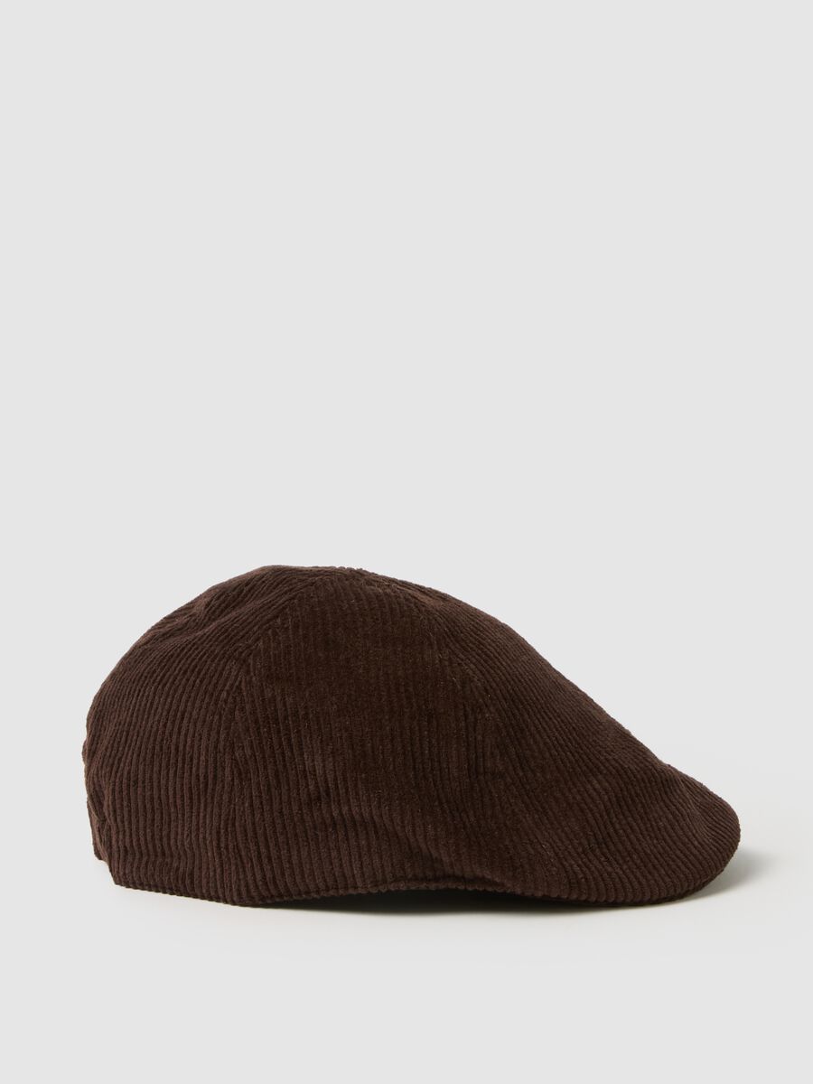 Brown pure cotton corduroy hat_0