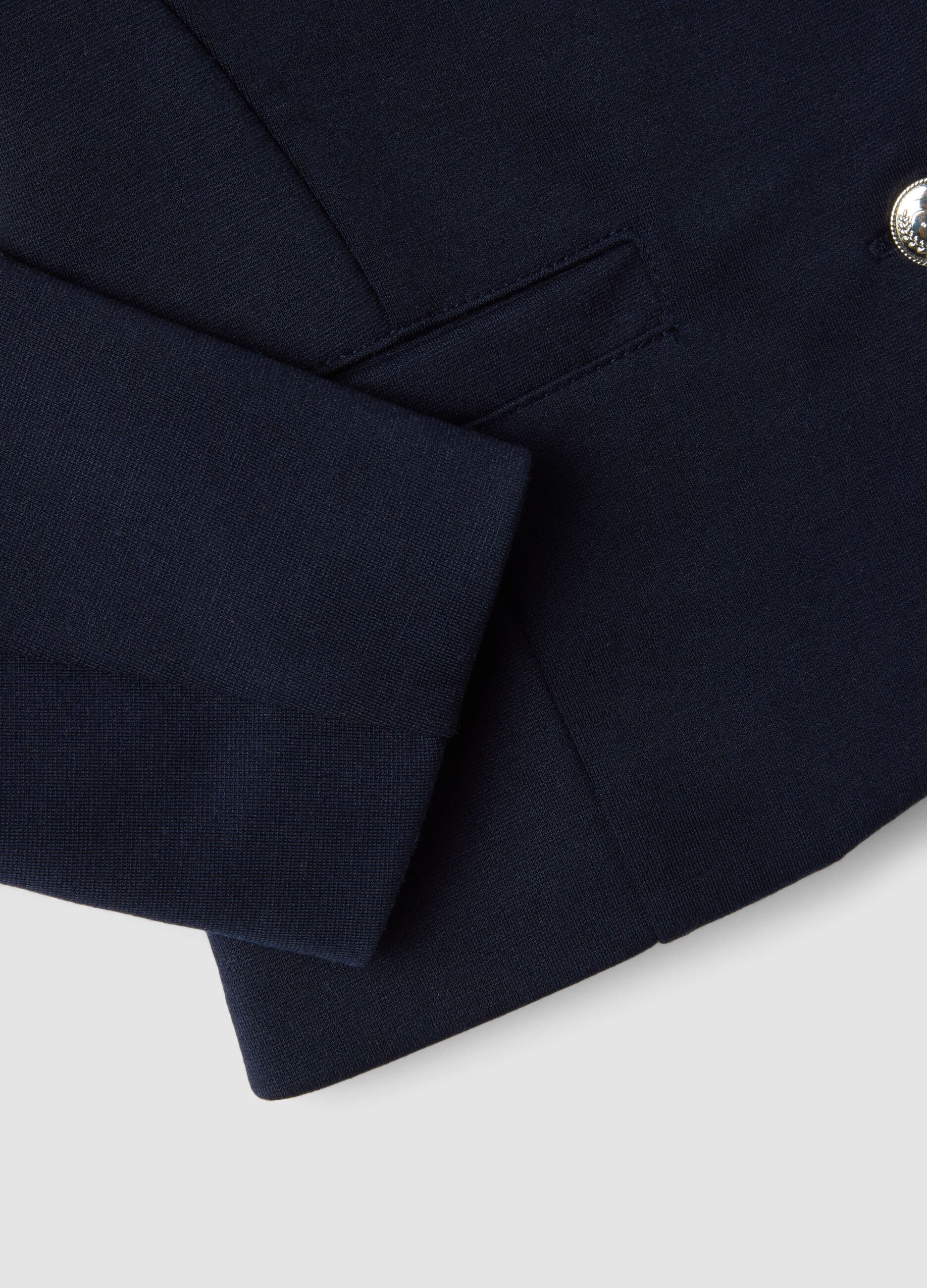 Giacca blu in viscosa elasticizzata foderata per bambina