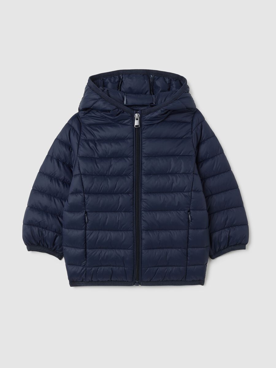 Giubbotto imbottito blu da bambino con cappuccio_0