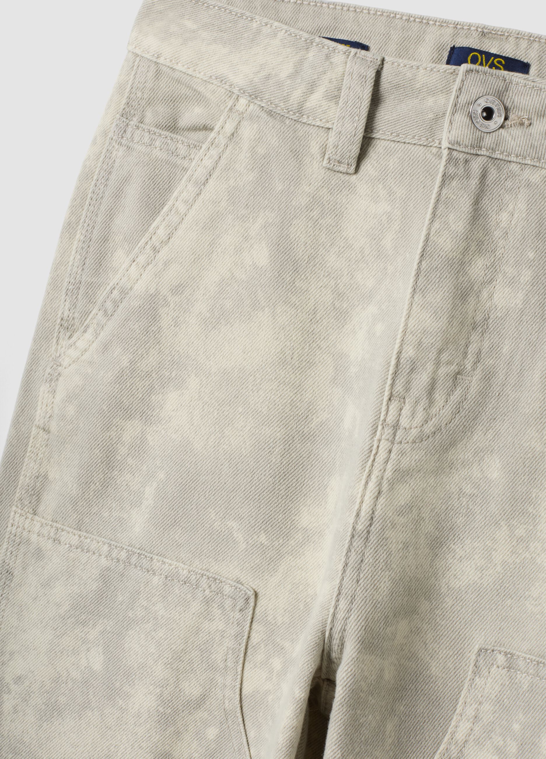 White pure cotton boys&rsquo; trousers with gradient print