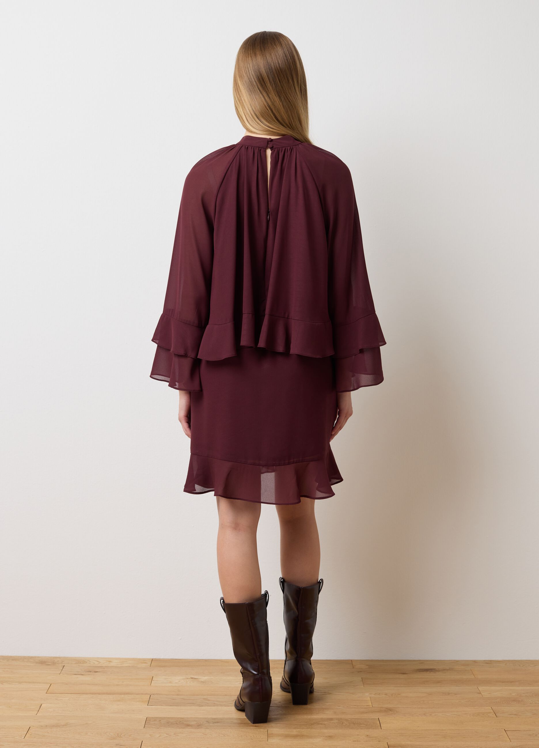 Brown crepe oversized dress
