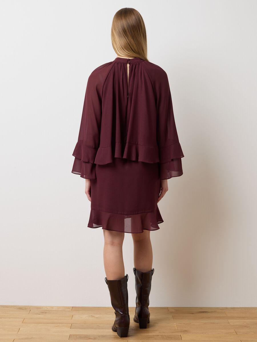 Vestito in crepe marrone over_3