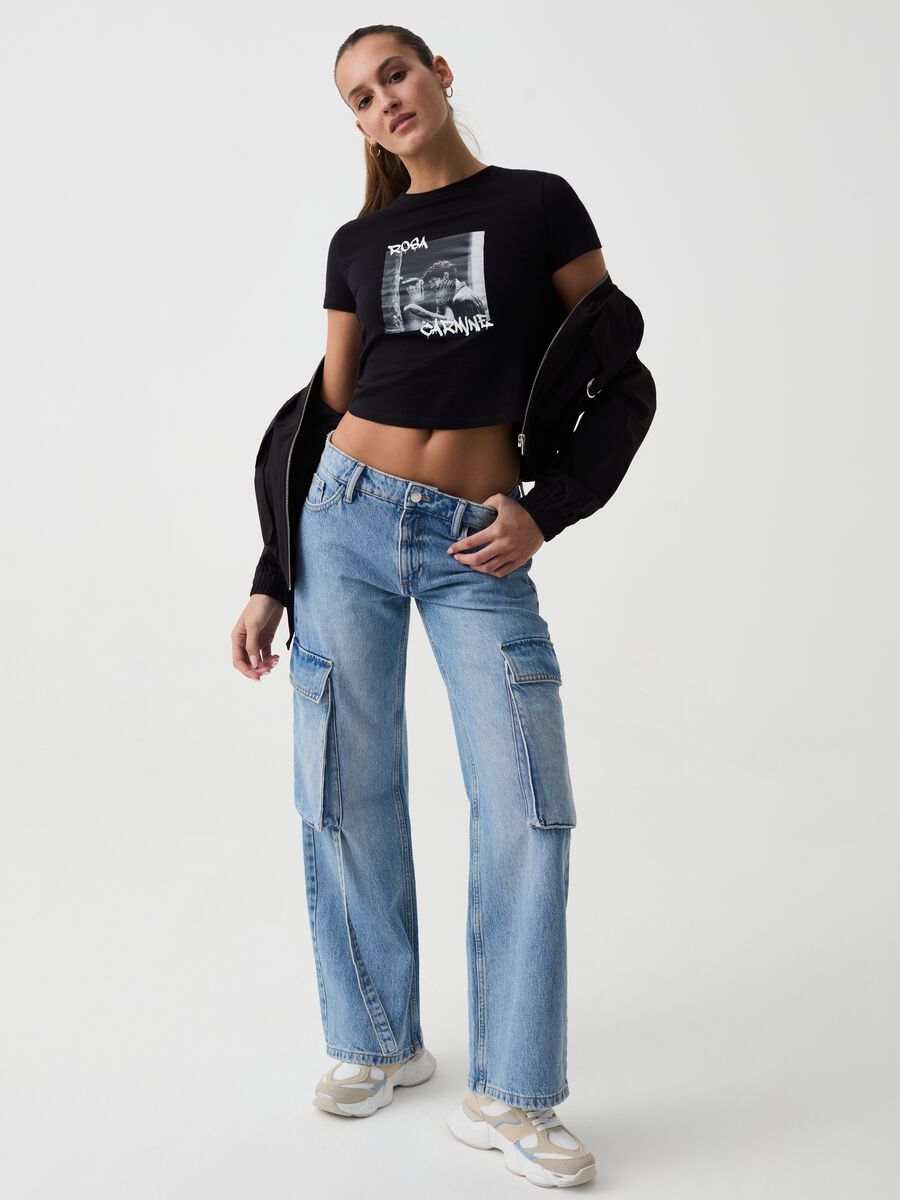 T-shirt cropped con stampa B.ANGEL X MARE FUORI_0