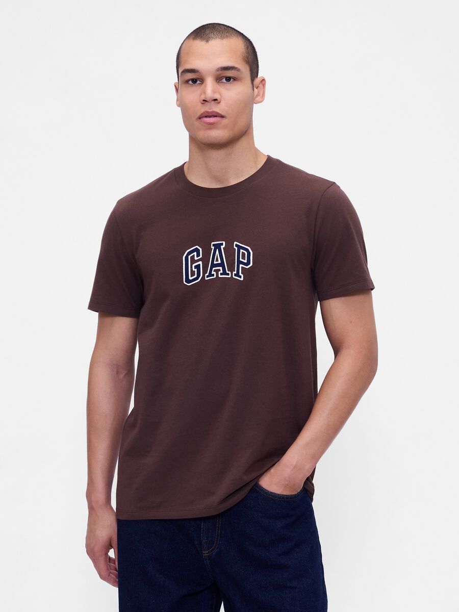 Brown short-sleeved cotton t-shirt_0