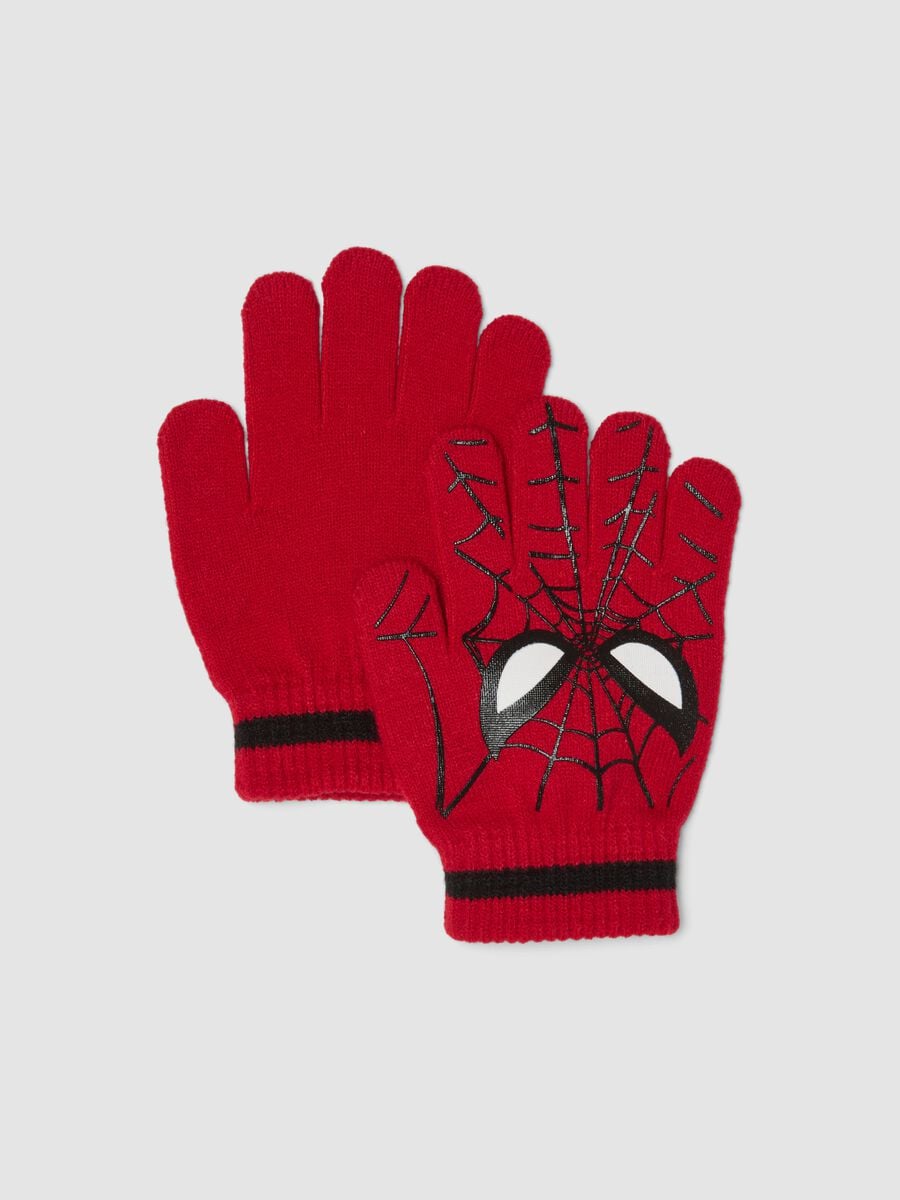 Red MARVEL Spider-Man Print Gloves_0