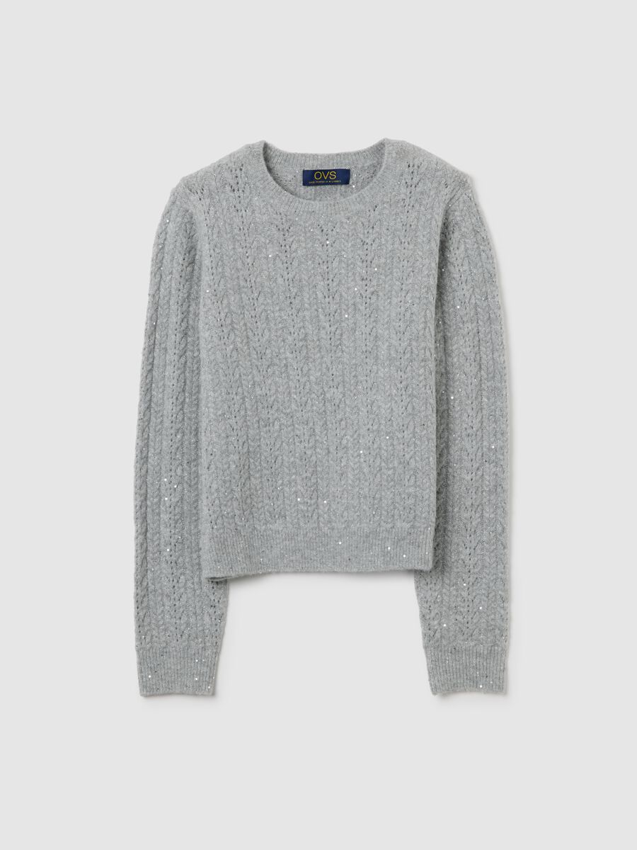 Grey regular fit sweater with sequins_4