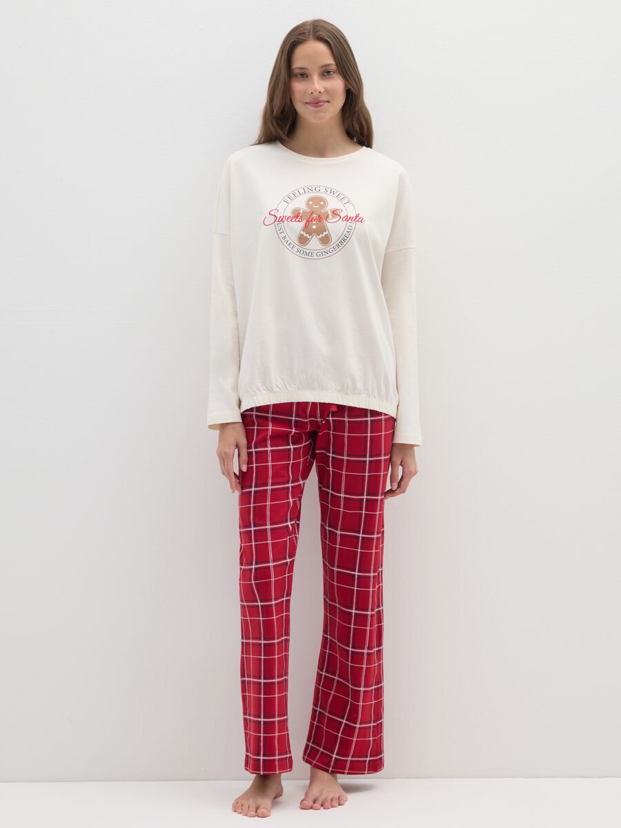 Multicolour plaid Christmas pyjamas in pure cotton regular fit_0