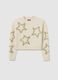 Girls' beige regular fit sweater with decorative stars_0