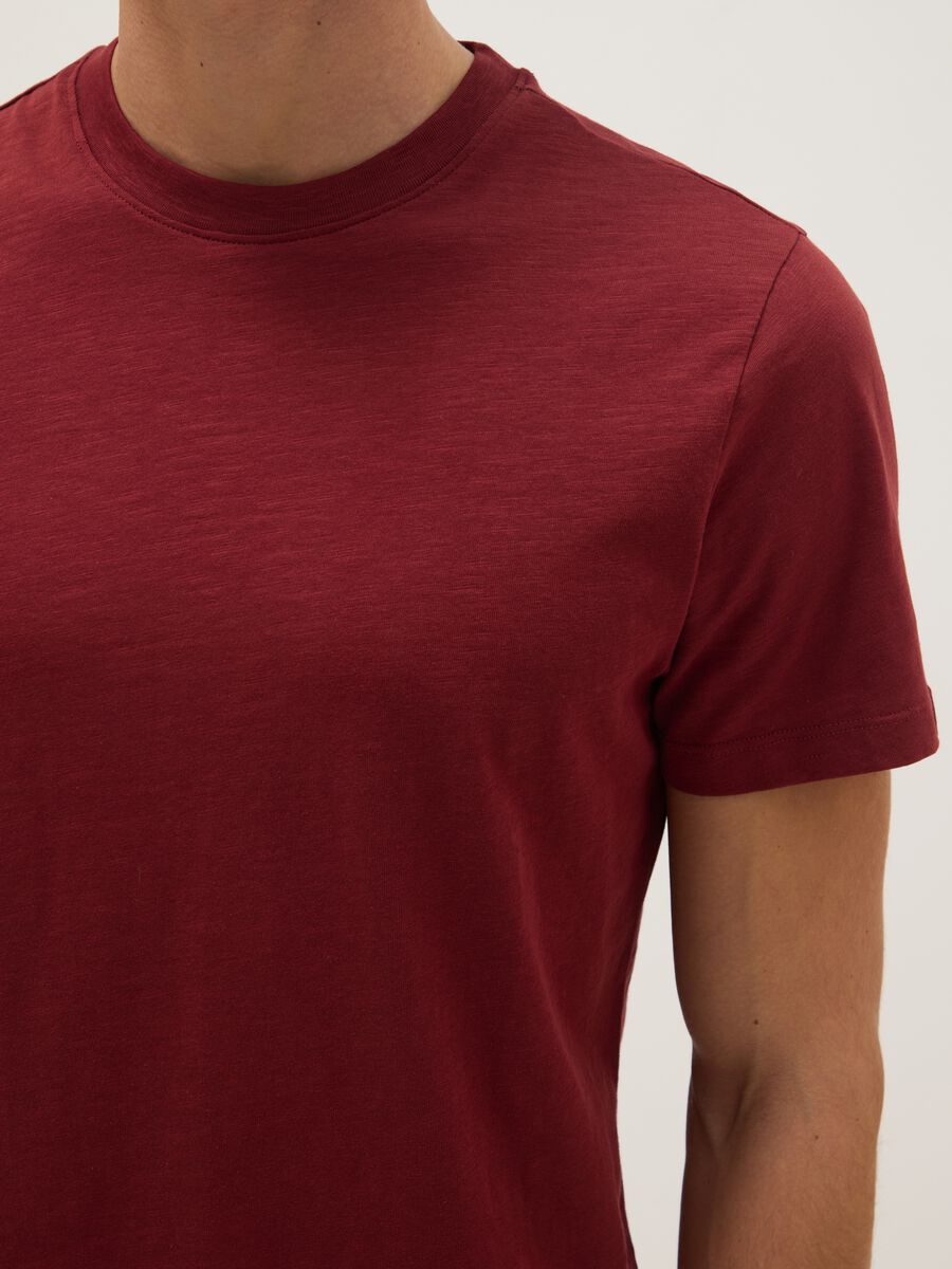 Red pure cotton regular fit t-shirt_3