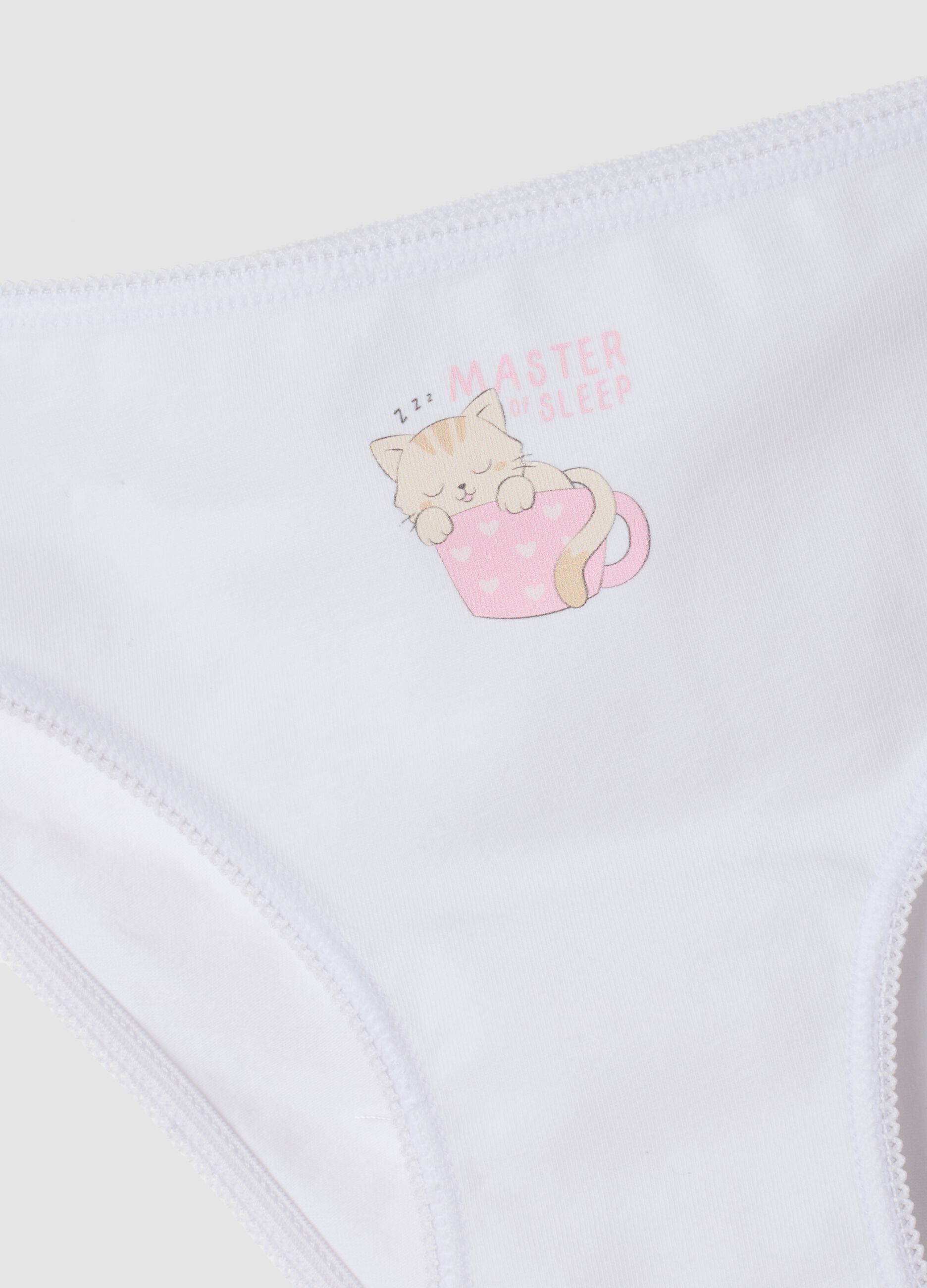 Multipack di cinque slip rosa e bianchi in cotone organico elasticizzato
