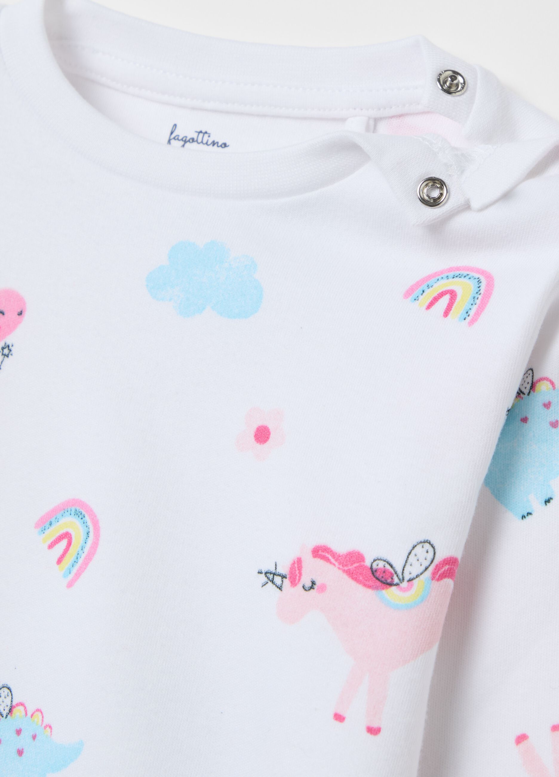 Cotton pyjamas with unicorn dinosaurs print