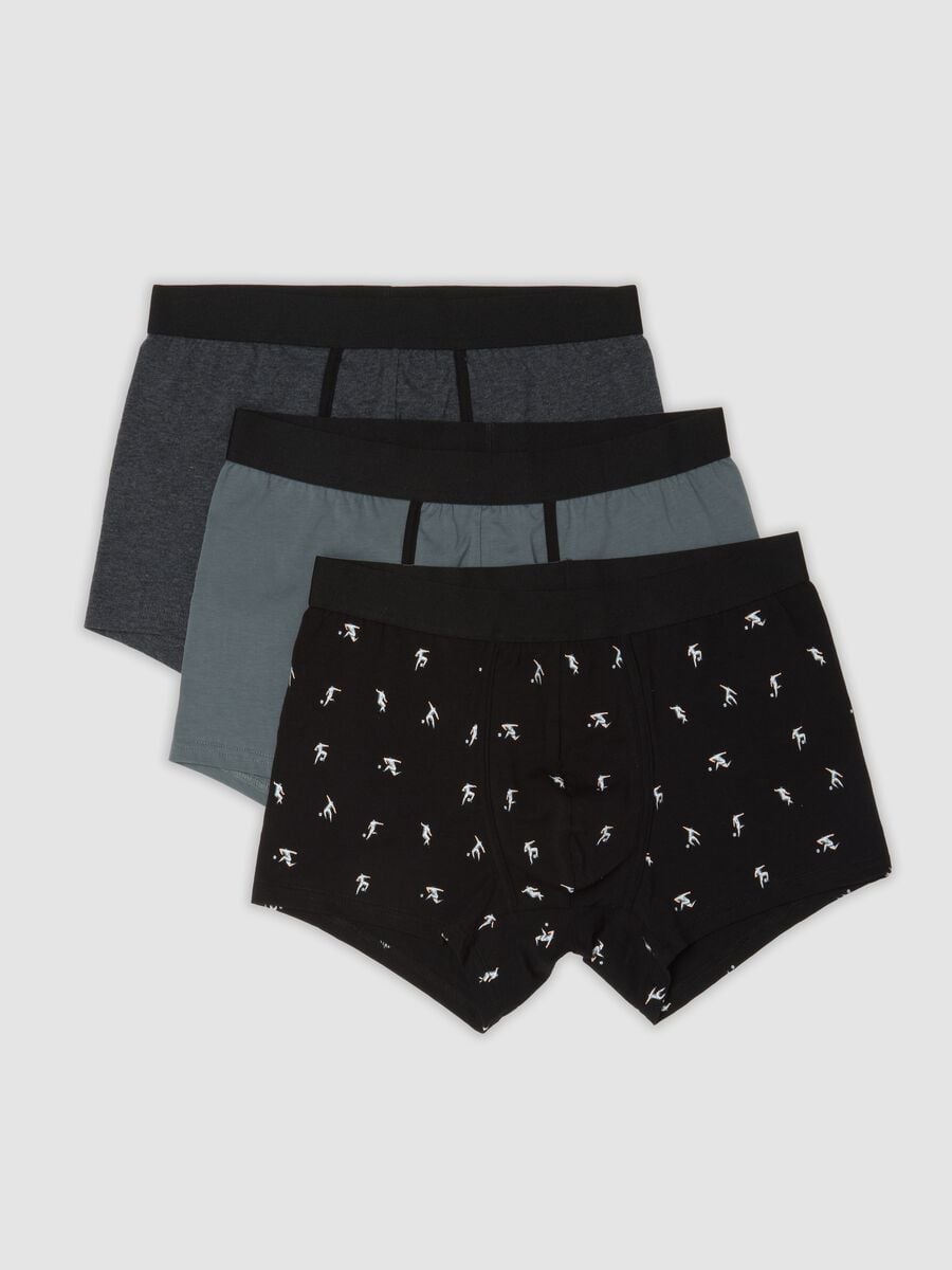 Tripack di boxer neri in cotone jersey organico elasticizzato_0