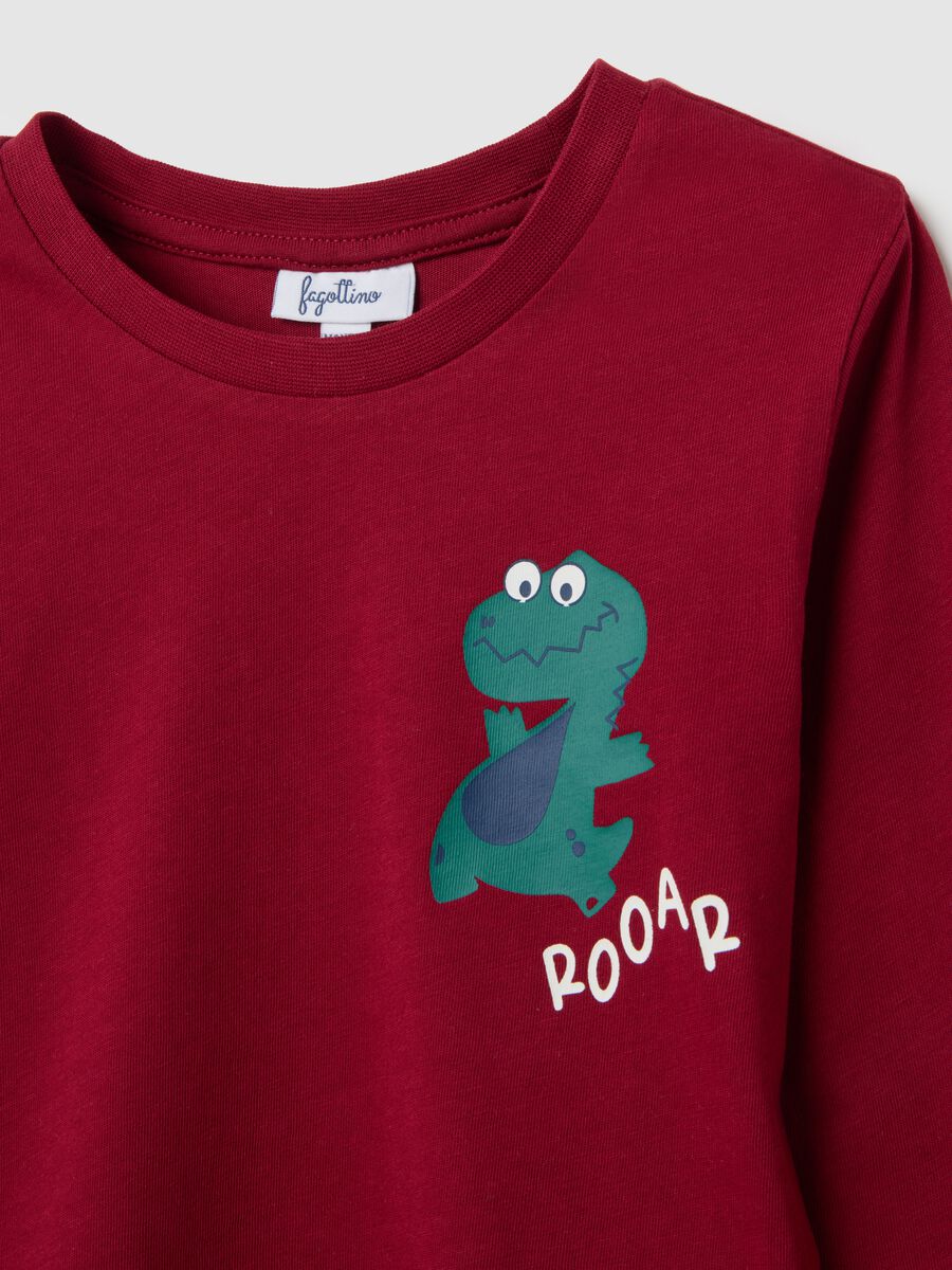 White long sleeve T-shirt with dinosaur print_2