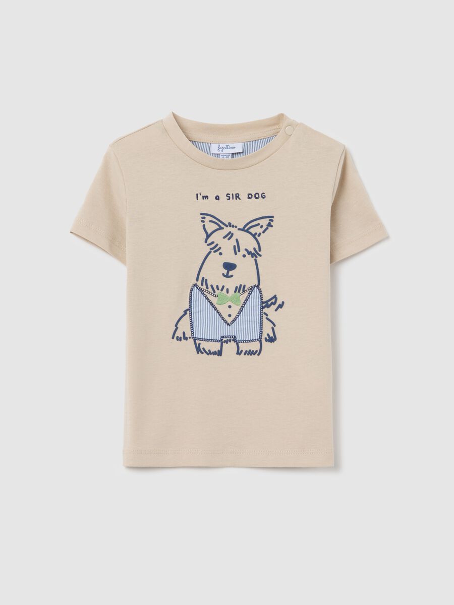 Cotton T-shirt with "I'm a SIR DOG" puppy print_0