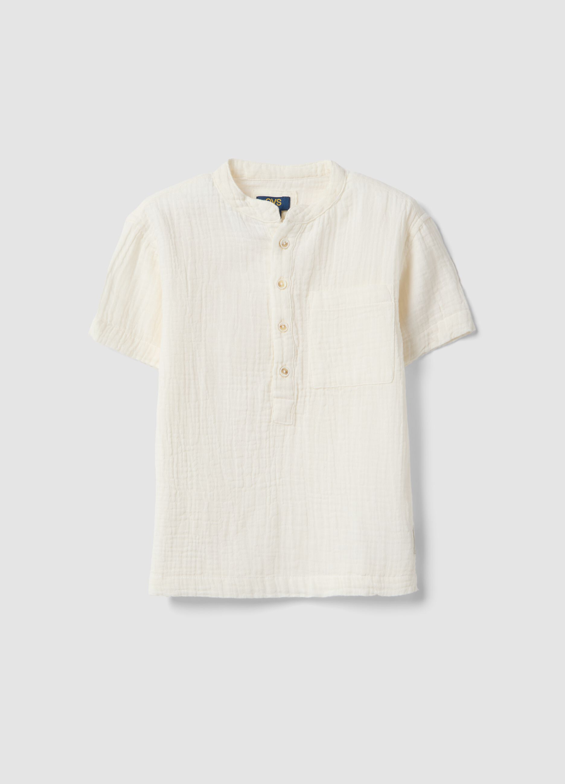 Boys&rsquo; white pure cotton regular-fit shirt with buttons